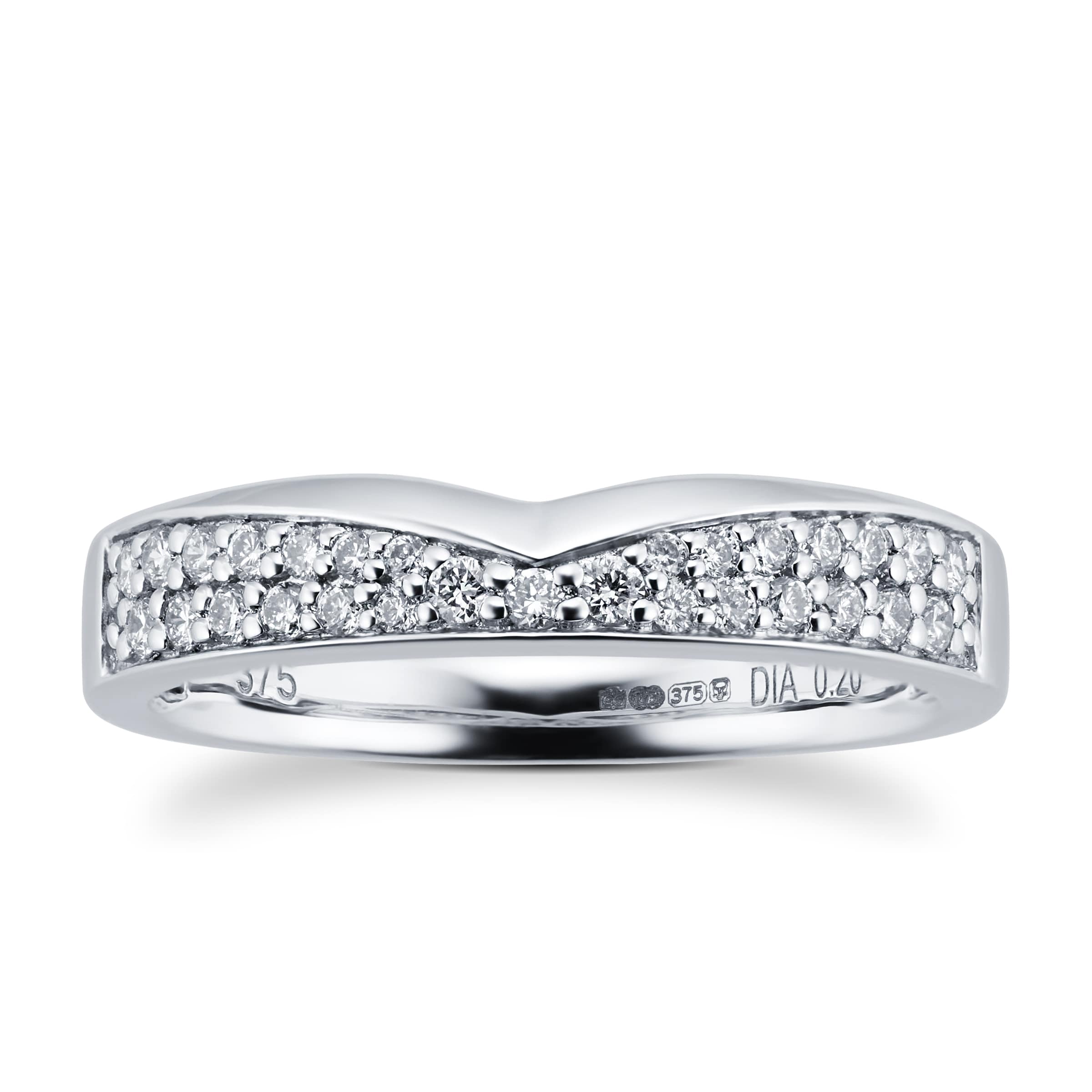 Click to view product details and reviews for 9ct White Gold 020 Total Carat Weight Diamond Set Shaped Band Ring Size L.