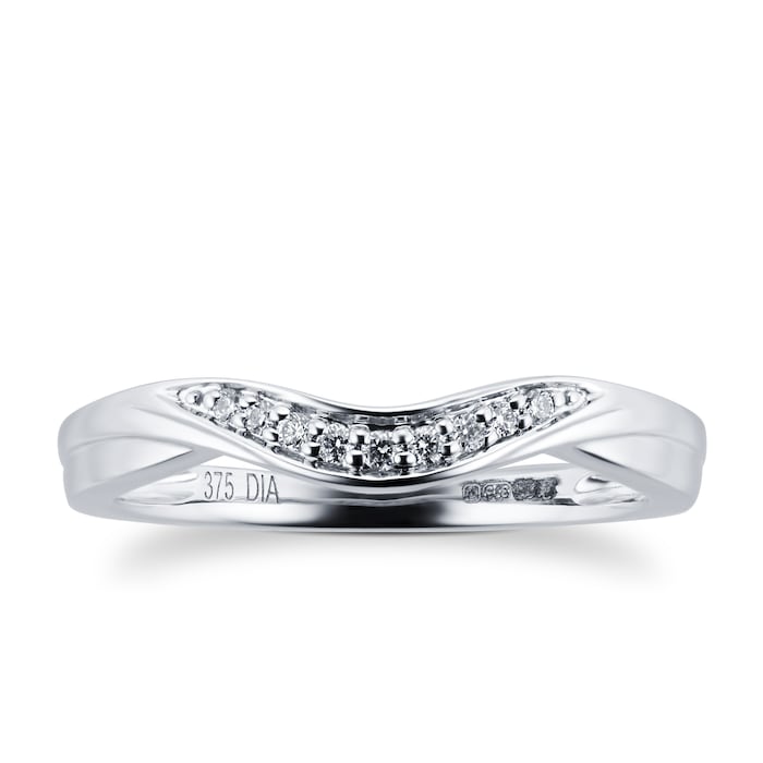 Goldsmiths 9ct White Gold 0.05 Total Carat Weight Diamond Wedding Band