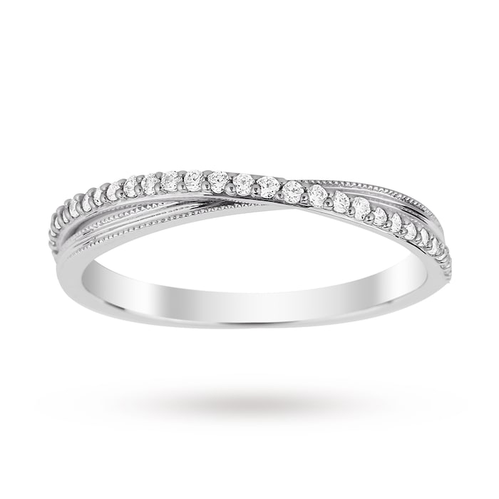 Goldsmiths 9ct White Gold 0.15 Total Carat Weight Diamond Wedding Band