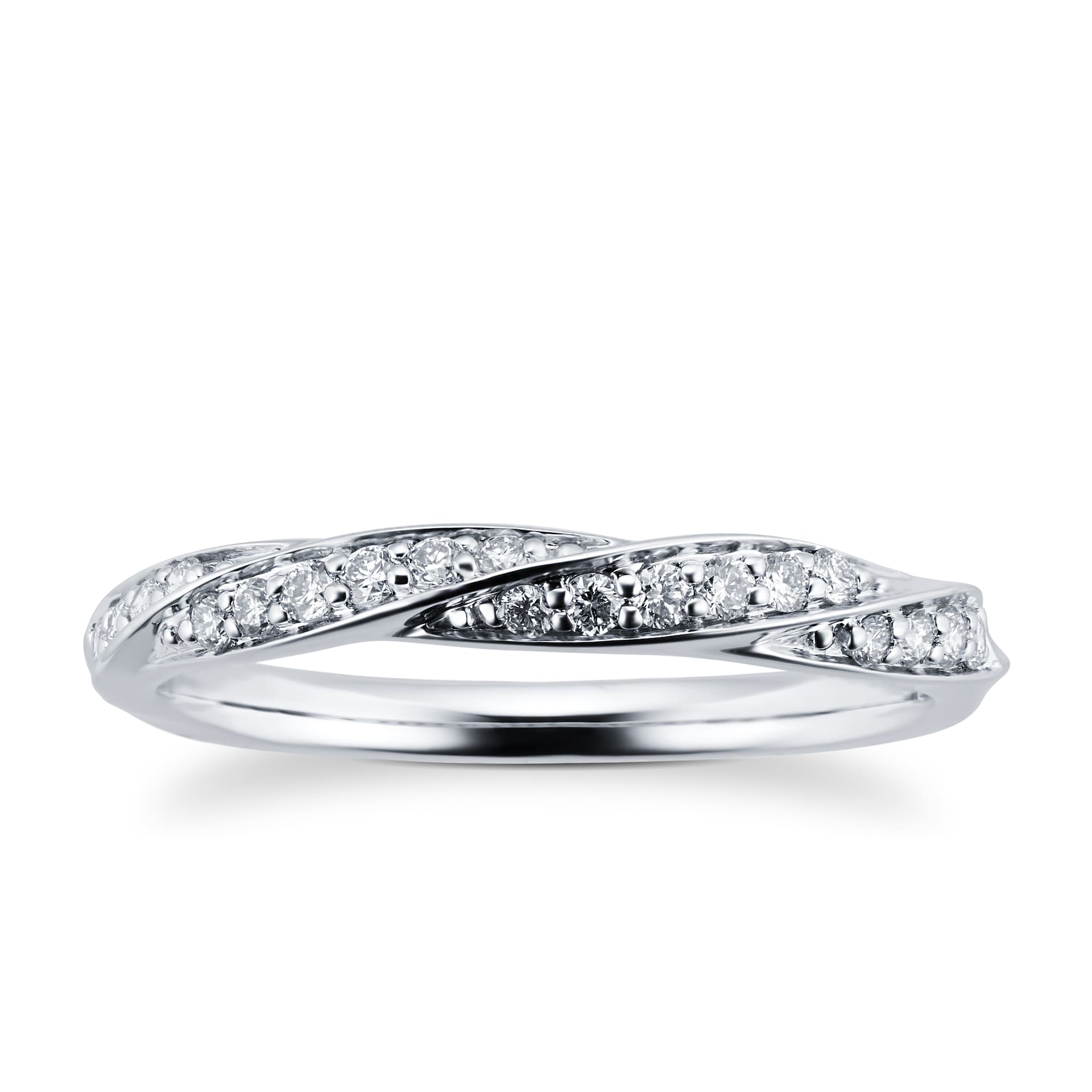 Goldsmiths 9ct White Gold 0.19ct Twist Style Diamond Wedding Ring Goldsmiths 9ct White Gold 0.19ct Twist Style Diamond Wedding Ring
