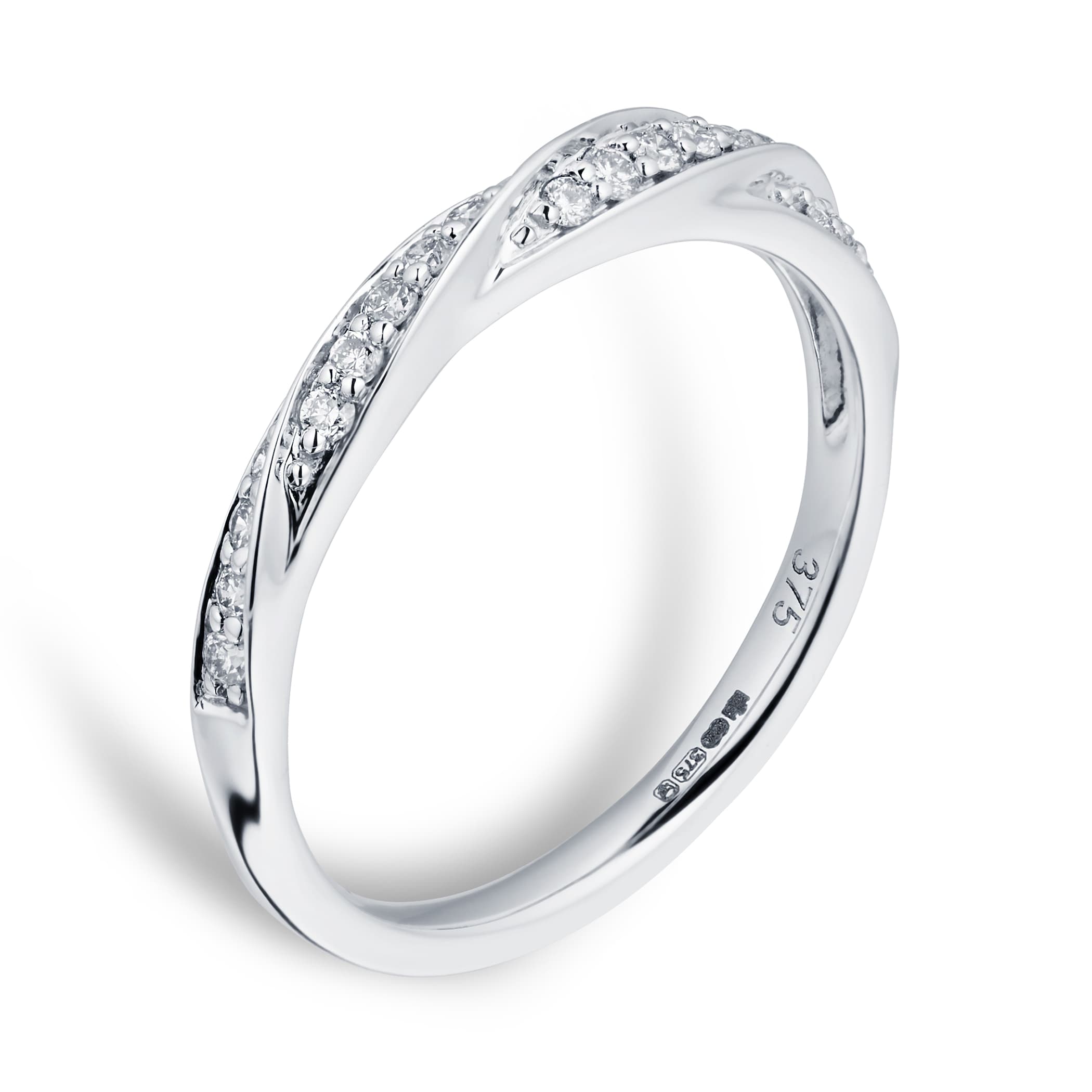 Goldsmiths 9ct White Gold 0.19ct Twist Style Diamond Wedding Ring Goldsmiths 9ct White Gold 0.19ct Twist Style Diamond Wedding Ring