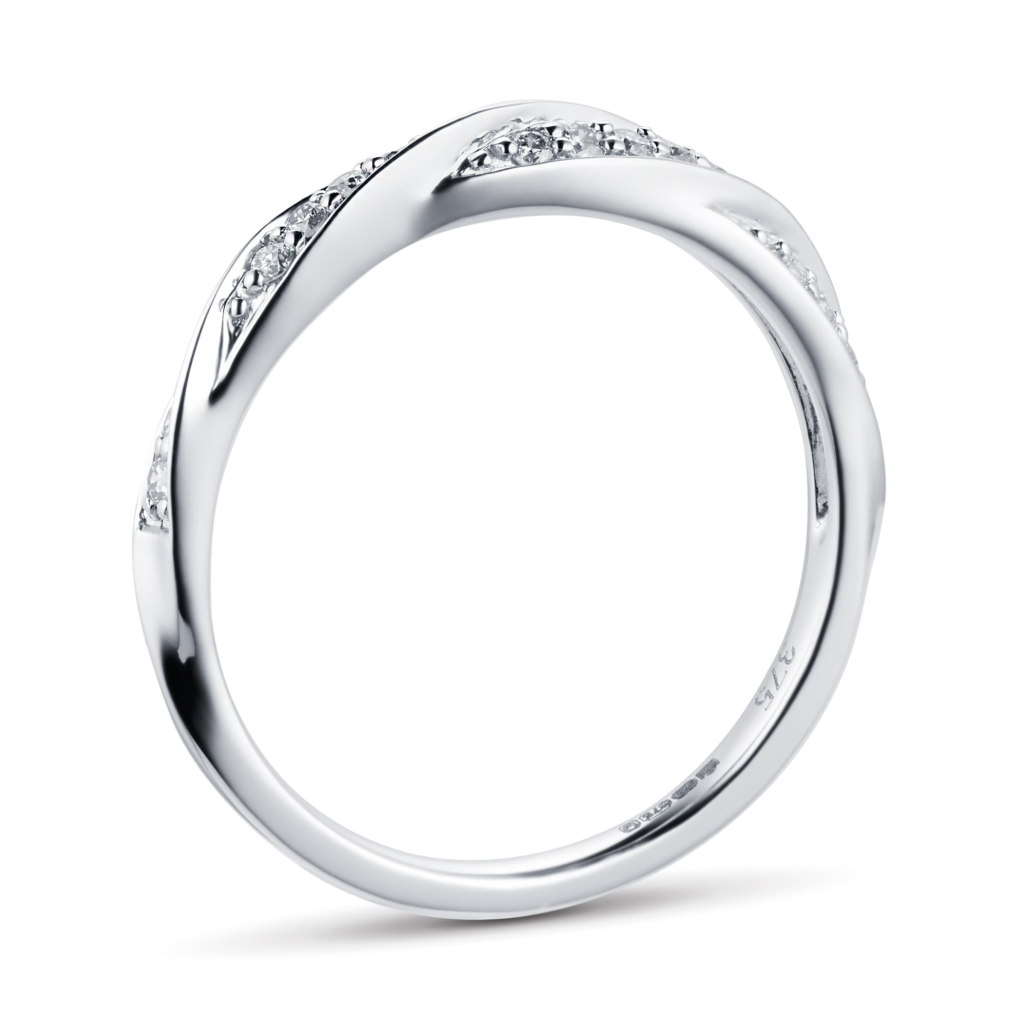 Goldsmiths 9ct White Gold 0.19ct Twist Style Diamond Wedding Ring Goldsmiths 9ct White Gold 0.19ct Twist Style Diamond Wedding Ring