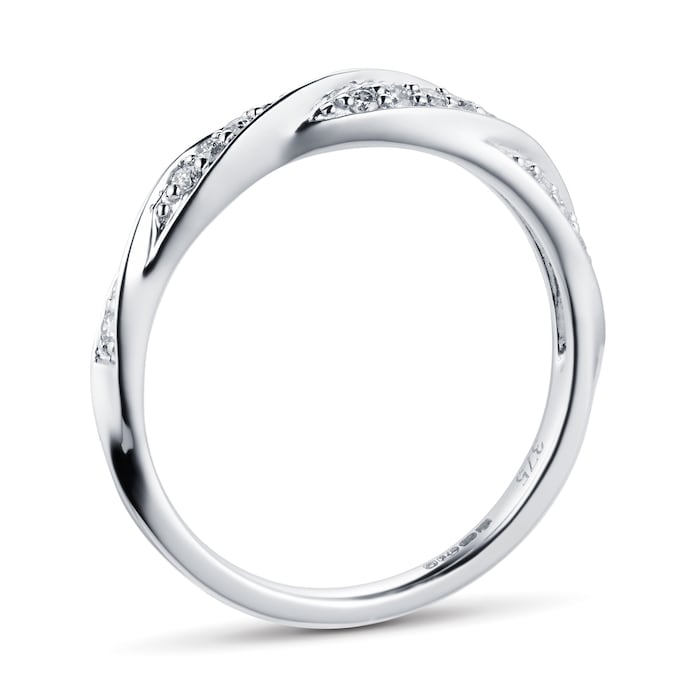 Goldsmiths 9ct White Gold 0.19ct Twist Style Diamond Wedding Ring