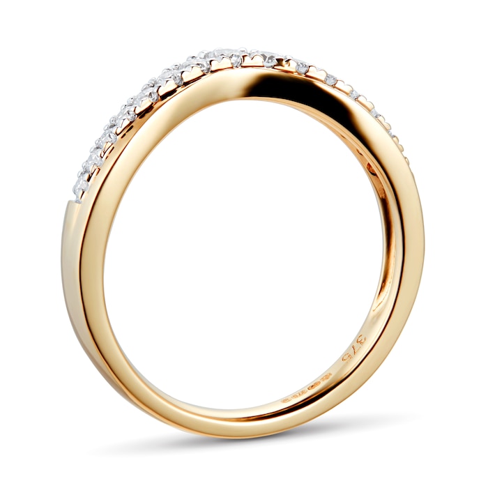 Goldsmiths 9ct Yellow Gold 0.25ct Claw Set Diamond Wedding Ring