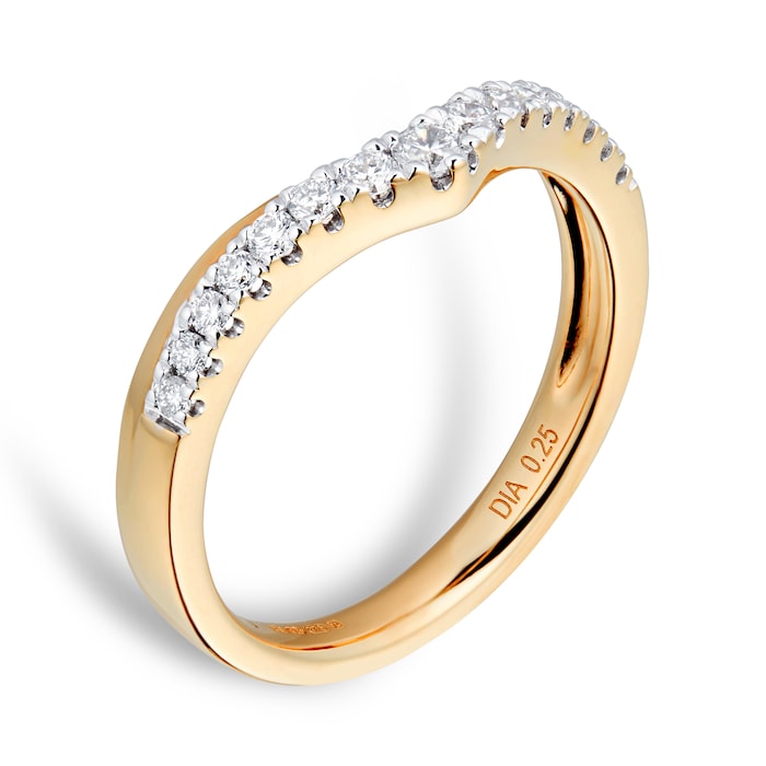 Goldsmiths 9ct Yellow Gold 0.25ct Claw Set Diamond Wedding Ring