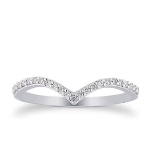 Goldsmiths 9ct White Gold 0.15cttw V Shaped Wedding Ring