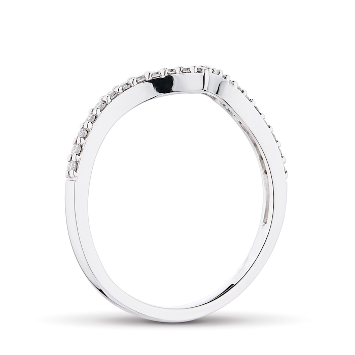 Goldsmiths 9ct White Gold 0.15cttw V Shaped Wedding Ring - Ring Size L