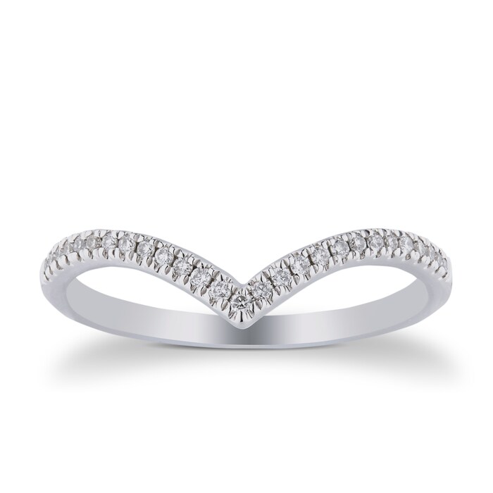 Goldsmiths 9ct White Gold 0.12cttw V Shaped Wedding Ring