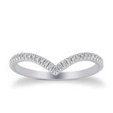 Goldsmiths 9ct White Gold 0.12cttw V Shaped Wedding Ring