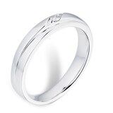 Goldsmiths 9ct White Gold Mens 0.05cttw Diamond Wedding Ring