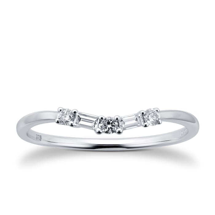 Goldsmiths 9ct White Gold 0.15cttw Diamond Mixed Cut Wedding Ring