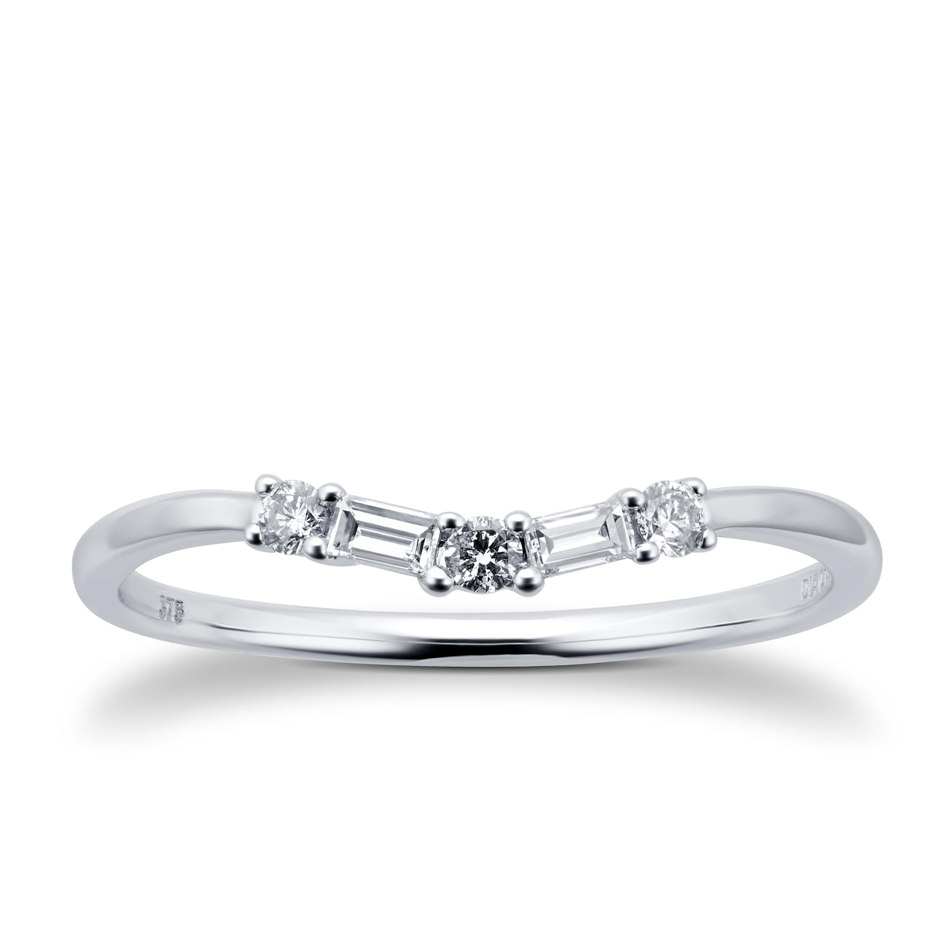 Goldsmiths 9ct White Gold 0.15cttw Diamond Mixed Cut Wedding Ring Goldsmiths 9ct White Gold 0.15cttw Diamond Mixed Cut Wedding Ring