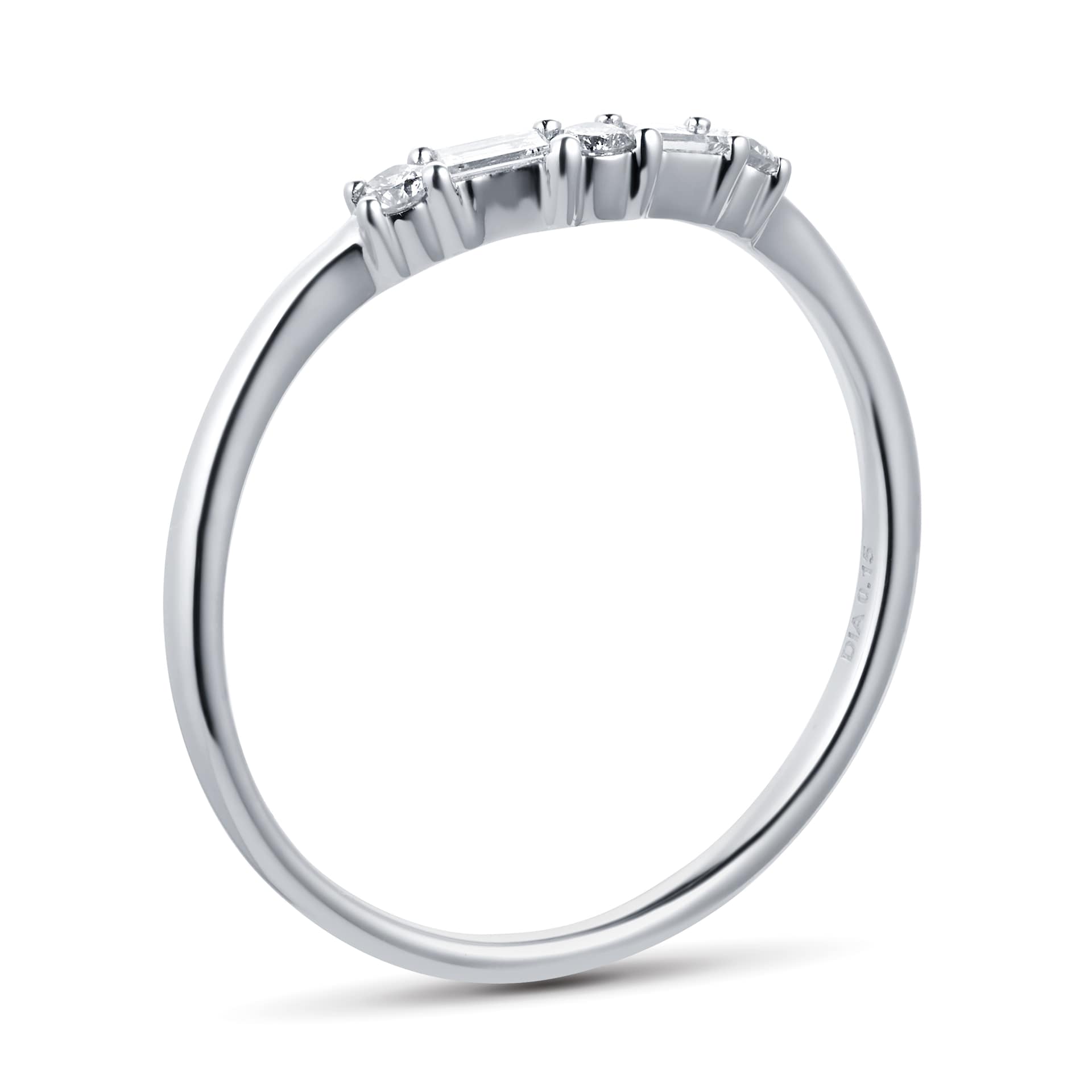 Goldsmiths 9ct White Gold 0.15cttw Diamond Mixed Cut Wedding Ring Goldsmiths 9ct White Gold 0.15cttw Diamond Mixed Cut Wedding Ring