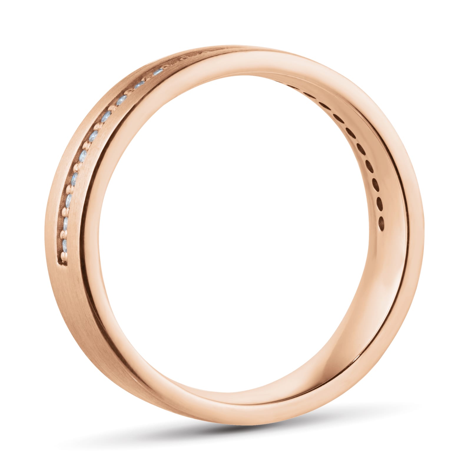 Goldsmiths 9ct Rose Gold 6mm 0.26ct Brilliant Cut Grain Set Diamond Flat Court Heavy Wedding Ring
