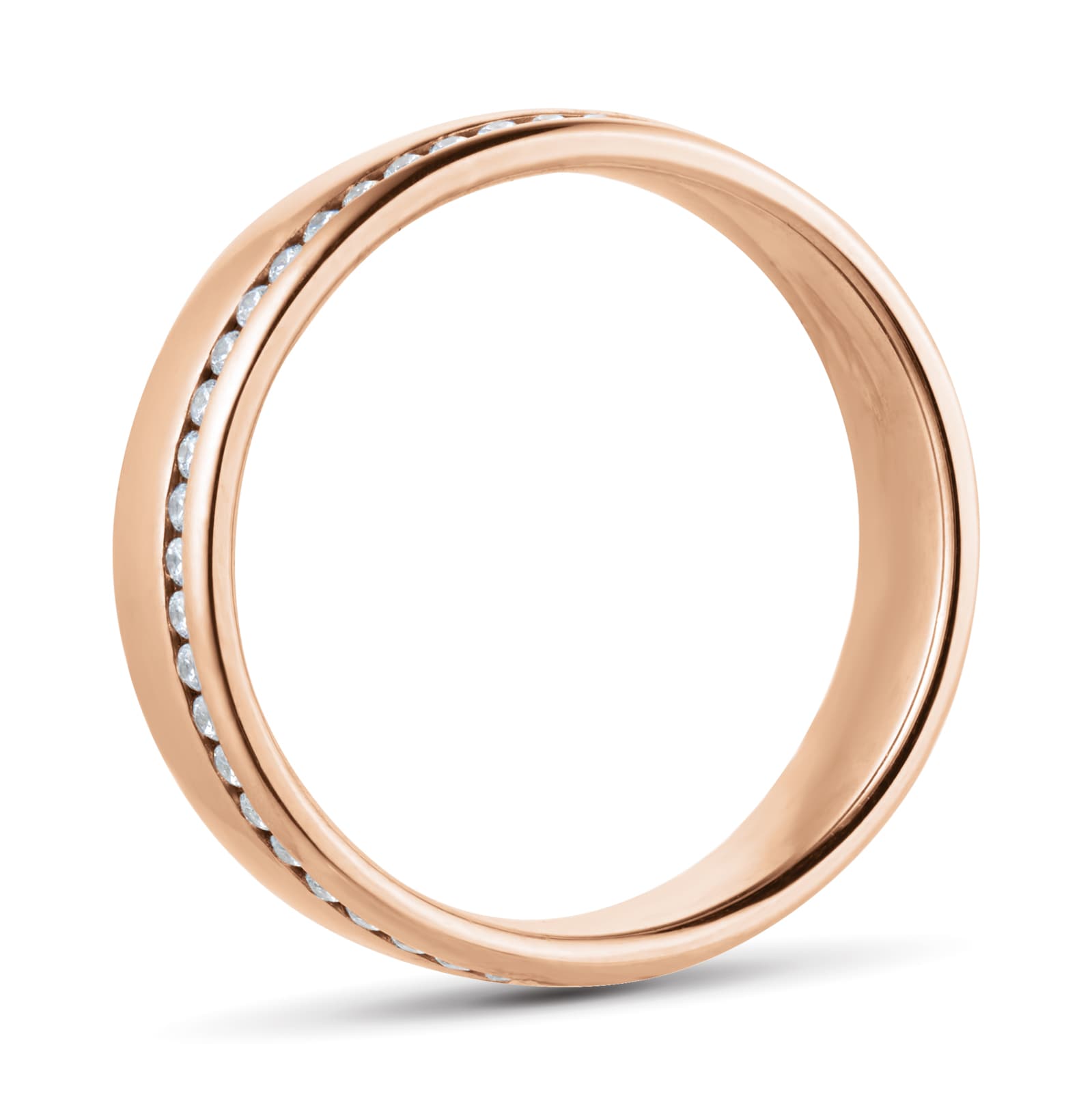 Goldsmiths 9ct Rose Gold 5mm 0.42ct Brilliant Cut Diamond Slight Court Heavy Wedding Ring