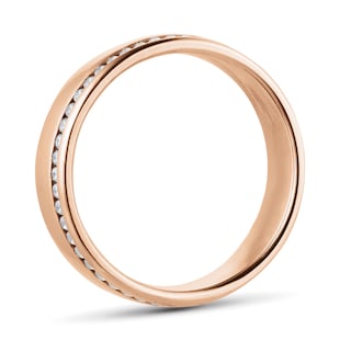 Goldsmiths 9ct Rose Gold 5mm 0.42ct Brilliant Cut Diamond Slight Court Heavy Wedding Ring
