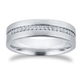 Goldsmiths 9ct White Gold 6mm 0.26ct Brilliant Cut Grain Set Diamond Flat Court Heavy Wedding Ring