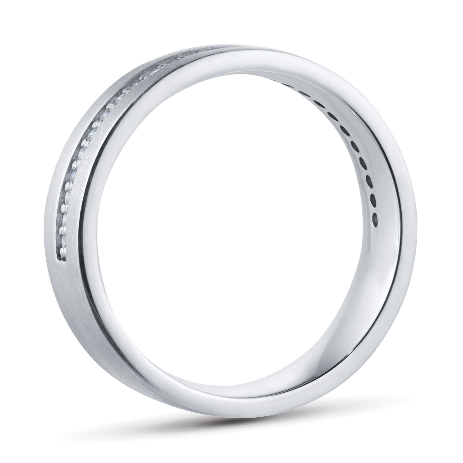 Goldsmiths 9ct White Gold 6mm 0.26ct Brilliant Cut Grain Set Diamond Flat Court Heavy Wedding Ring
