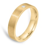 Goldsmiths 9ct Yellow Gold 5mm 0.03ct Princess Cut Diamond Flat Court Wedding Ring