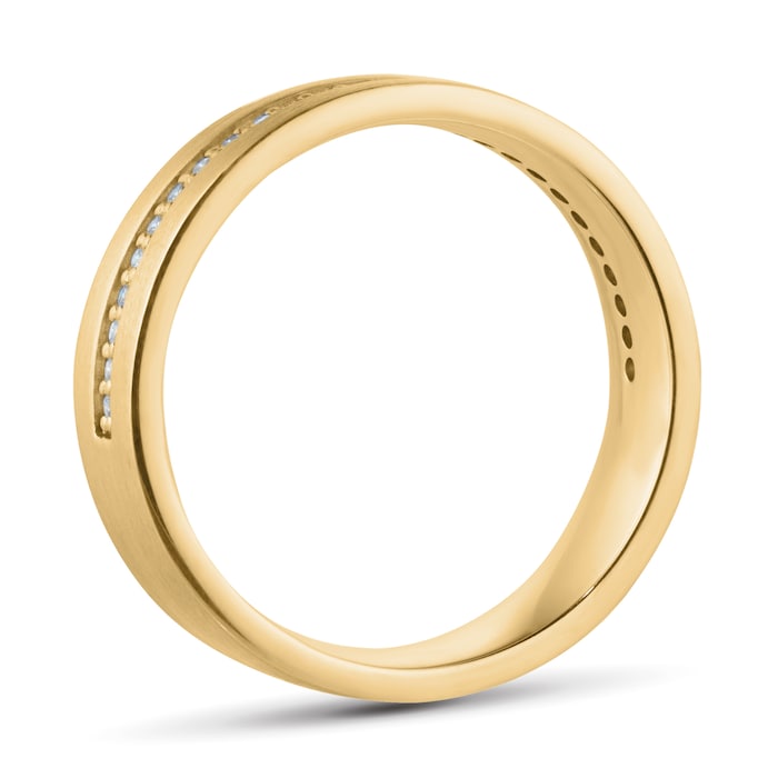 Goldsmiths 9ct Yellow Gold 6mm 0.26ct Brilliant Cut Grain Set Diamond Flat Court Heavy Wedding Ring - Ring Size M