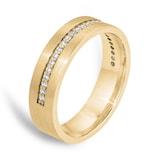 Goldsmiths 9ct Yellow Gold 6mm 0.26ct Brilliant Cut Grain Set Diamond Flat Court Heavy Wedding Ring - Ring Size M