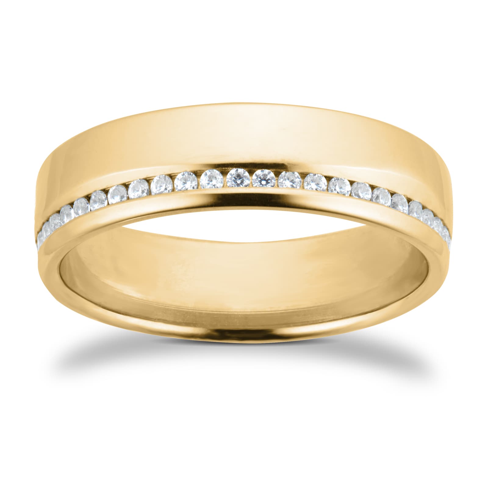 9ct Yellow Gold 5mm 0.42ct Brilliant Cut Diamond Slight Court Heavy Wedding Ring - Ring Size I