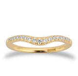 Goldsmiths 9ct Yellow Gold 2mm 0.15cttw Diamond Shaped Wedding Ring