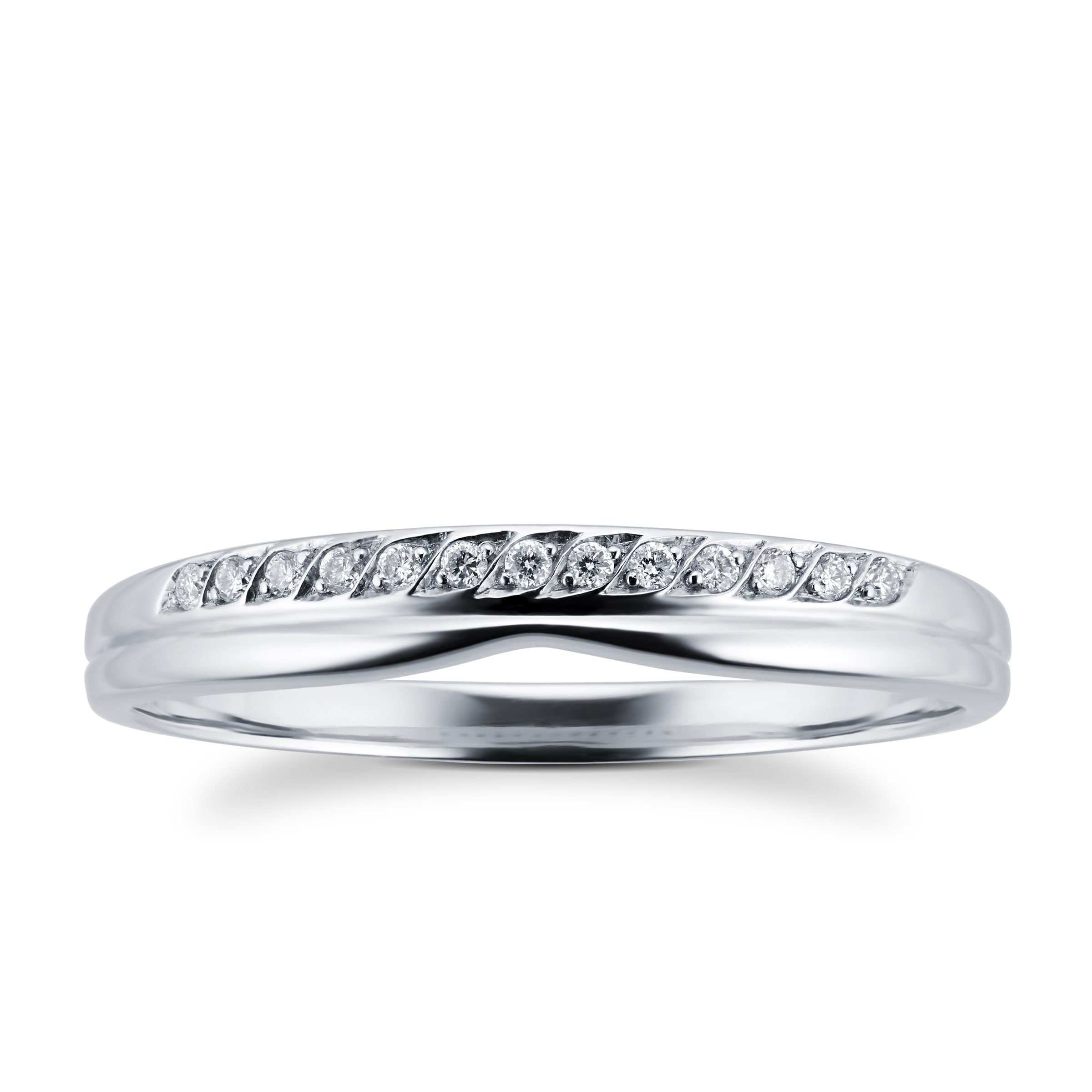 Ladies 3mm Platinum Wedding Band Set With 0.09 Total Carat Weight Diamonds - Ring Size J