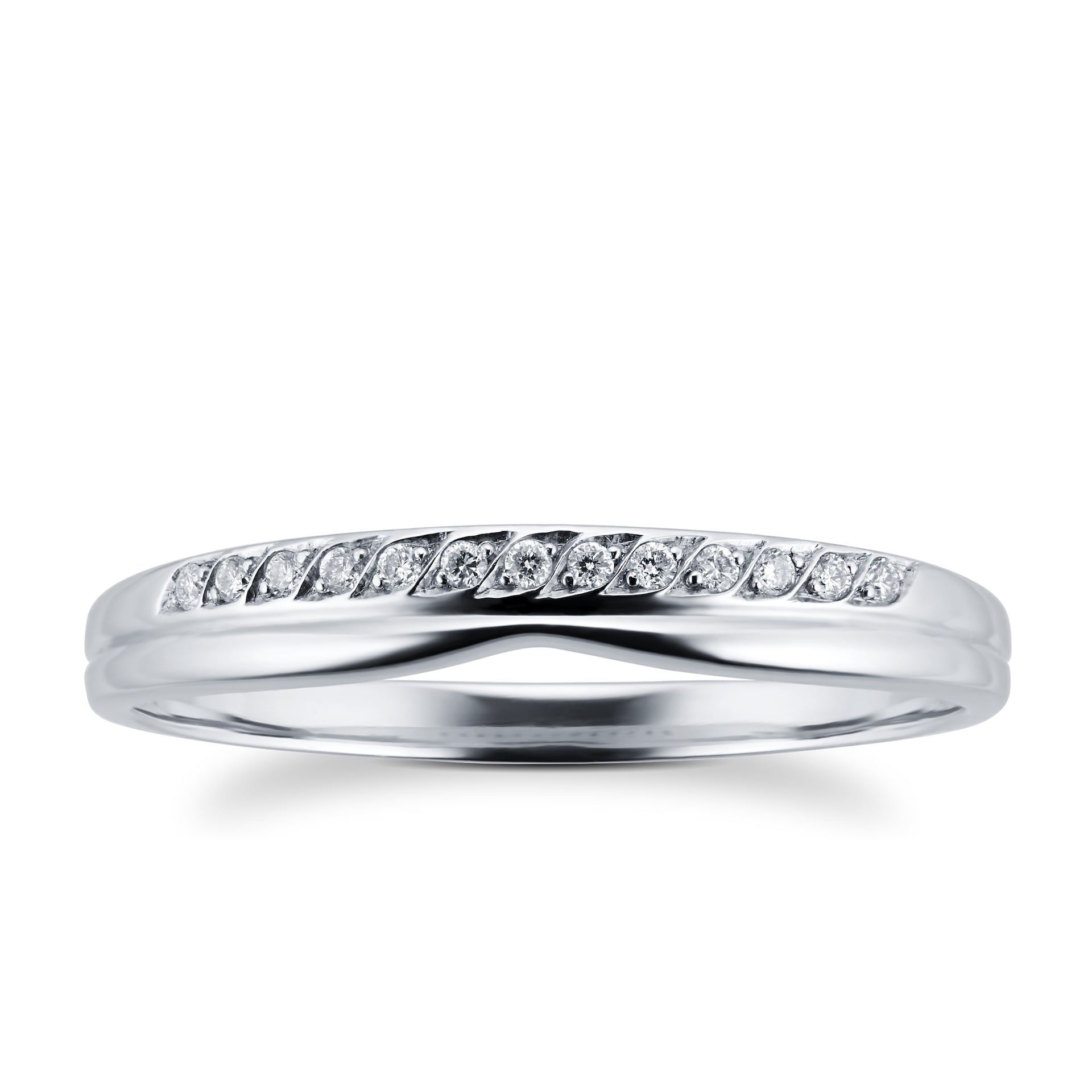 Goldsmiths Ladies 3mm Platinum Wedding Band Set With 0.09 Total Carat Weight Diamonds Goldsmiths Ladies 3mm Platinum Wedding Band Set With 0.09 Total Carat Weight Diamonds
