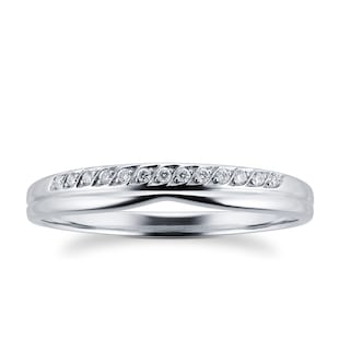 Goldsmiths Ladies 3mm Platinum Wedding Band Set With 0.09 Total Carat Weight Diamonds
