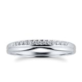 Goldsmiths Ladies 3mm Platinum Wedding Band Set With 0.09 Total Carat Weight Diamonds - Ring Size J