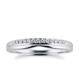 08230197 - Ladies 3mm Platinum Wedding Band Set With 0.09 Total Carat Weight Diamonds