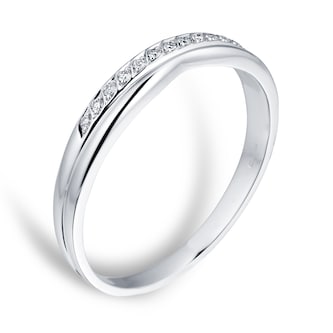 Goldsmiths Ladies 3mm Platinum Wedding Band Set With 0.09 Total Carat Weight Diamonds