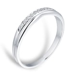 Goldsmiths Ladies 3mm Platinum Wedding Band Set With 0.09 Total Carat Weight Diamonds - Ring Size K