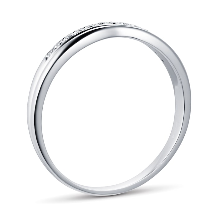 Goldsmiths Ladies 3mm Platinum Wedding Band Set With 0.09 Total Carat Weight Diamonds - Ring Size K