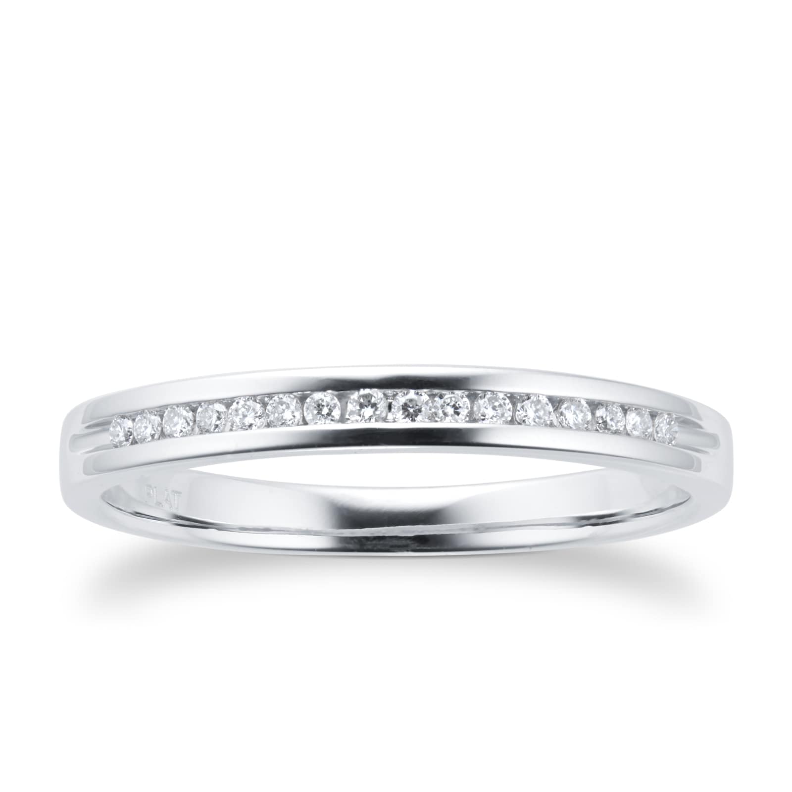 Ladies 2mm Platinum 0.08 Total Carat Weight Diamond Set Wedding Band - Ring Size H