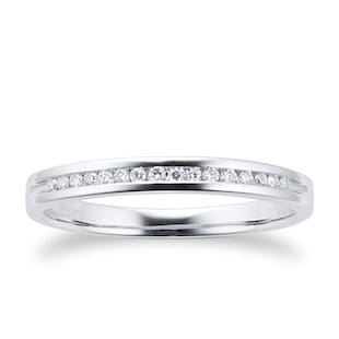 Goldsmiths Ladies 2mm Platinum 0.08 Total Carat Weight Diamond Set Wedding Band