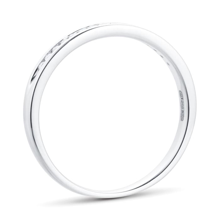 Goldsmiths Ladies 2mm Platinum 0.08 Total Carat Weight Diamond Set Wedding Band - Ring Size J