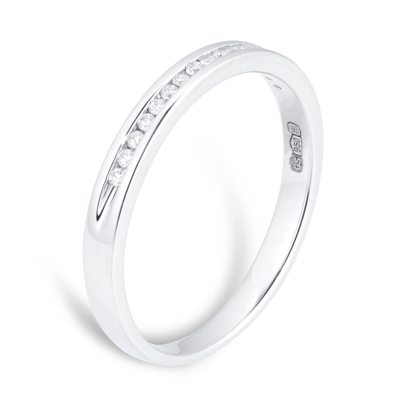 Goldsmiths Ladies 2mm Platinum 0.08 Total Carat Weight Diamond Set Wedding Band Goldsmiths Ladies 2mm Platinum 0.08 Total Carat Weight Diamond Set Wedding Band