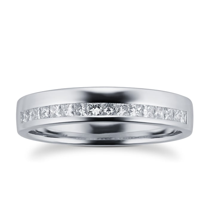 Goldsmiths Princess Cut 0.33 Total Carat Weight Diamond Ladies Wedding Ring Set In Platinum