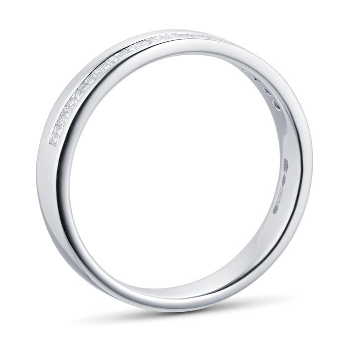 Goldsmiths Princess Cut 0.33 Total Carat Weight Diamond Ladies Wedding Ring Set In Platinum - Ring Size J