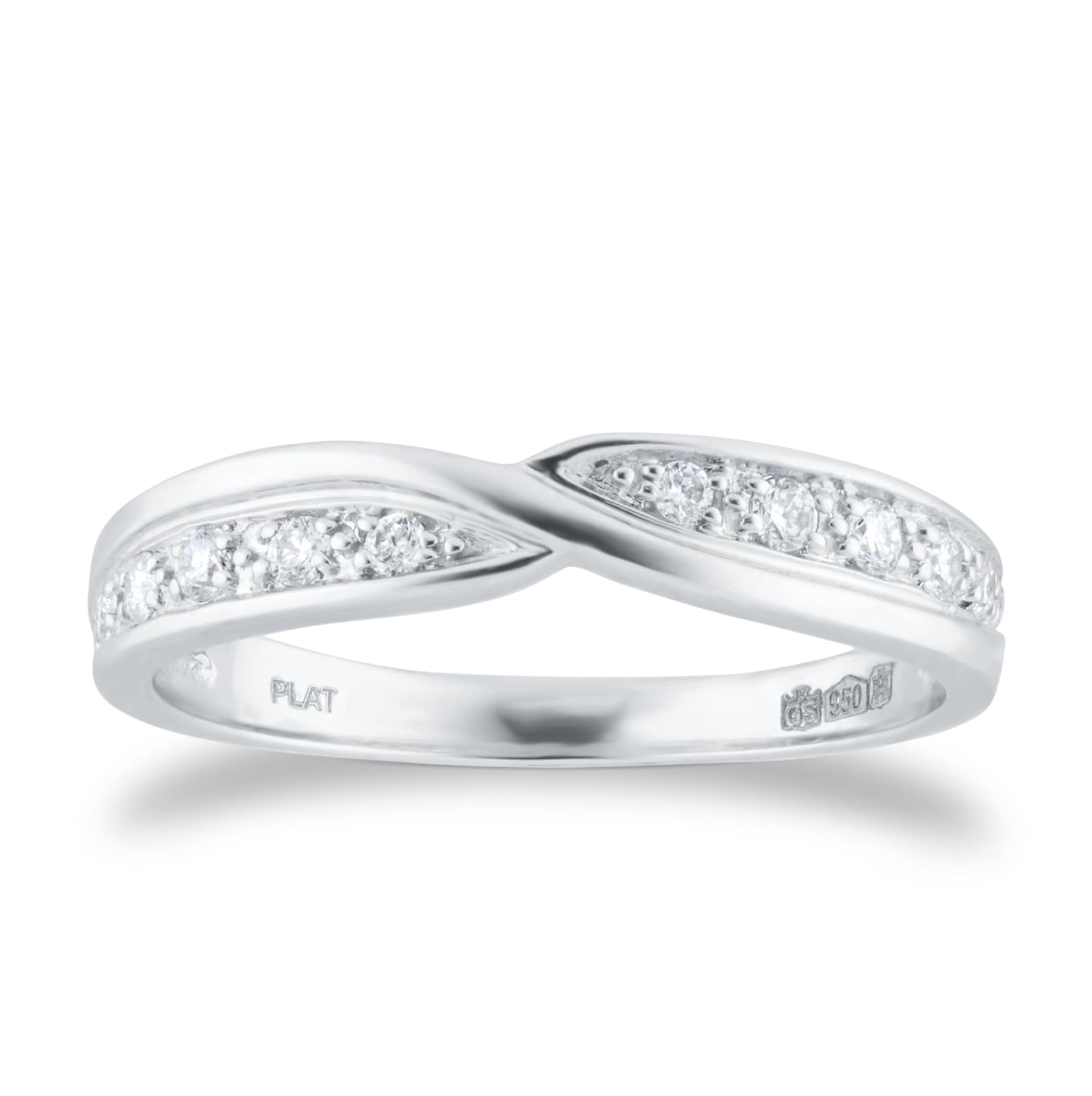 Goldsmiths Ladies 3mm Platinum 0.09 Total Carat Weight Diamond Set Kiss Wedding Ring. Goldsmiths Ladies 3mm Platinum 0.09 Total Carat Weight Diamond Set Kiss Wedding Ring.