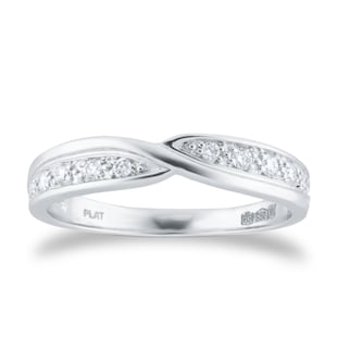 Goldsmiths Ladies 3mm Platinum 0.09 Total Carat Weight Diamond Set Kiss Wedding Ring.