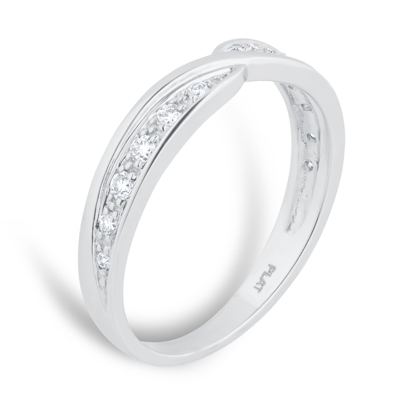 Goldsmiths Ladies 3mm Platinum 0.09 Total Carat Weight Diamond Set Kiss Wedding Ring. Goldsmiths Ladies 3mm Platinum 0.09 Total Carat Weight Diamond Set Kiss Wedding Ring.