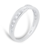 Goldsmiths Ladies 3mm Platinum 0.09 Total Carat Weight Diamond Set Kiss Wedding Ring. - Ring Size I