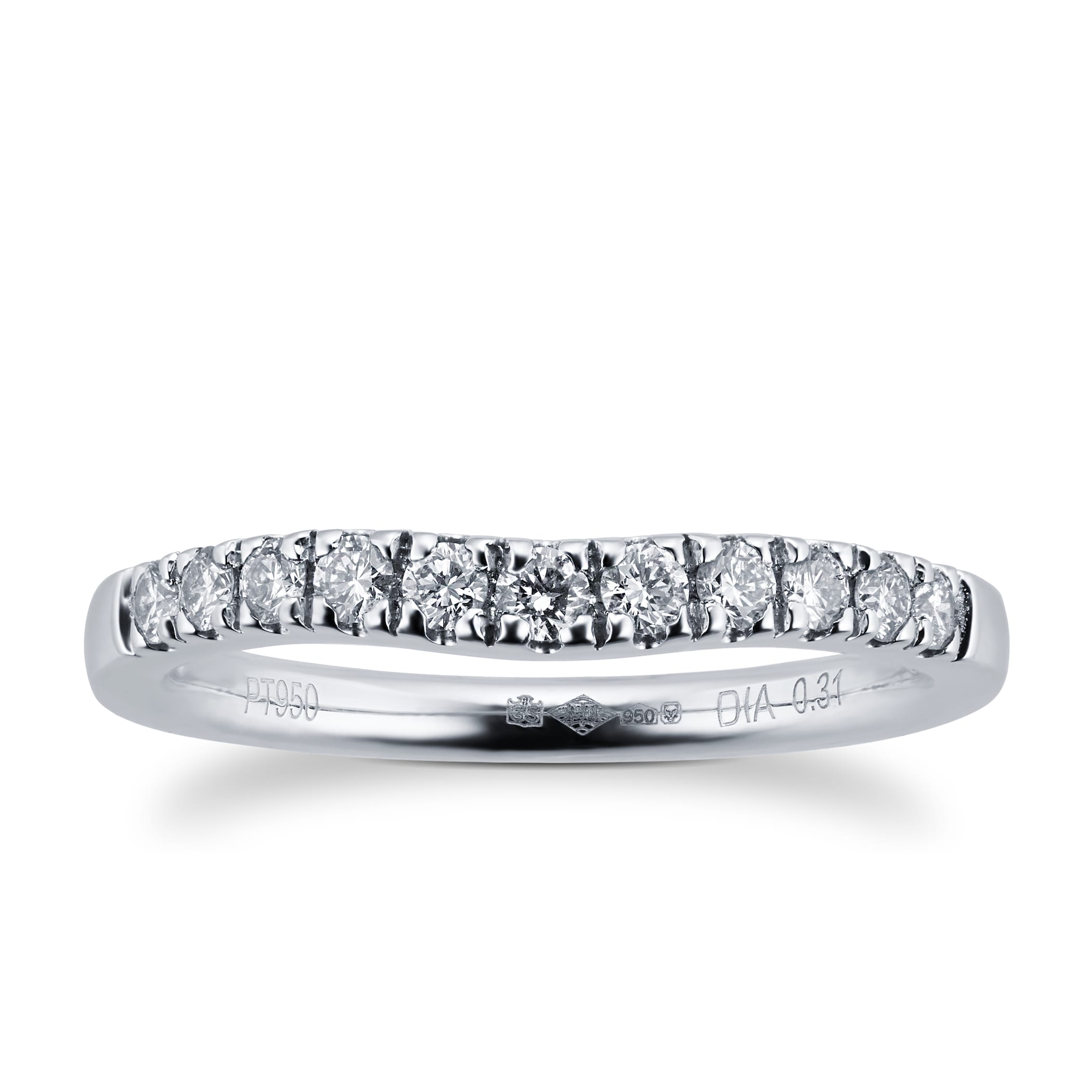 Goldsmiths Brilliant Cut 0.31 Carat Total Weight Diamond Set Ladies Shaped Wedding Ring In Platinum Goldsmiths Brilliant Cut 0.31 Carat Total Weight Diamond Set Ladies Shaped Wedding Ring In Platinum