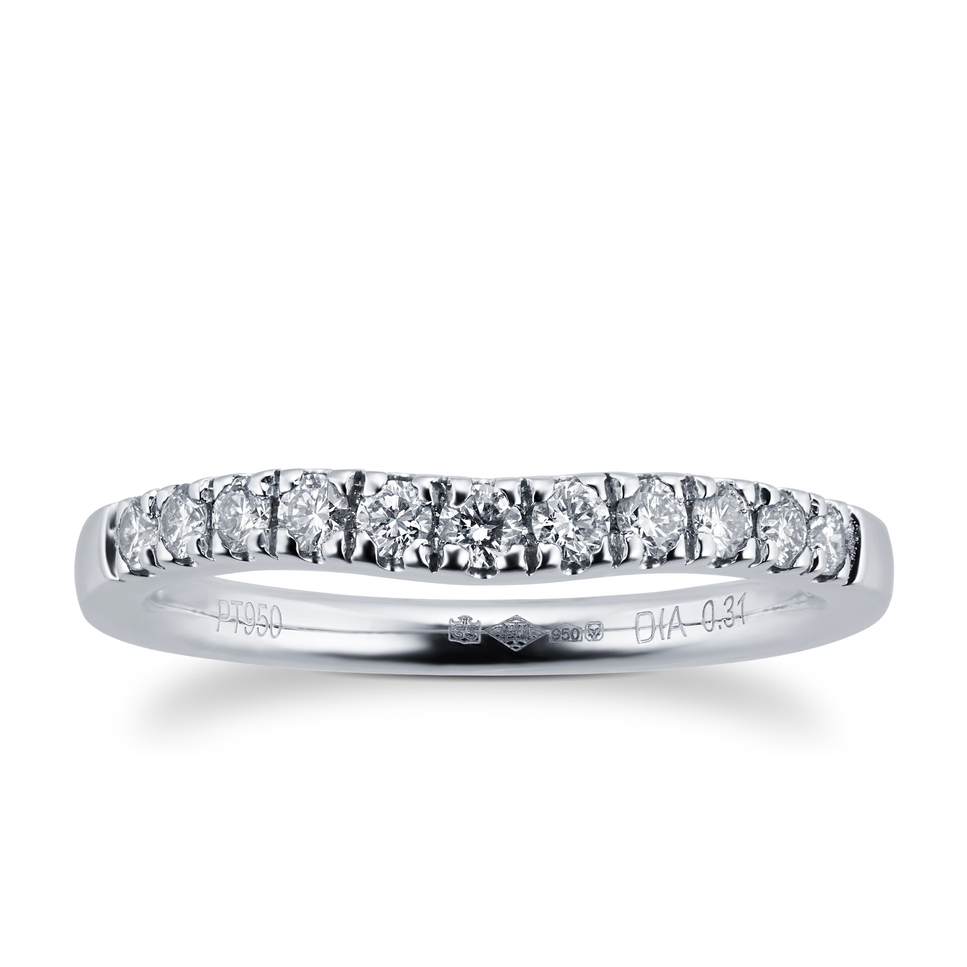 Goldsmiths Brilliant Cut 0.31 Carat Total Weight Diamond Set Ladies Shaped Wedding Ring In Platinum Goldsmiths Brilliant Cut 0.31 Carat Total Weight Diamond Set Ladies Shaped Wedding Ring In Platinum