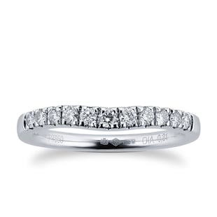 Goldsmiths Brilliant Cut 0.31 Carat Total Weight Diamond Set Ladies Shaped Wedding Ring In Platinum
