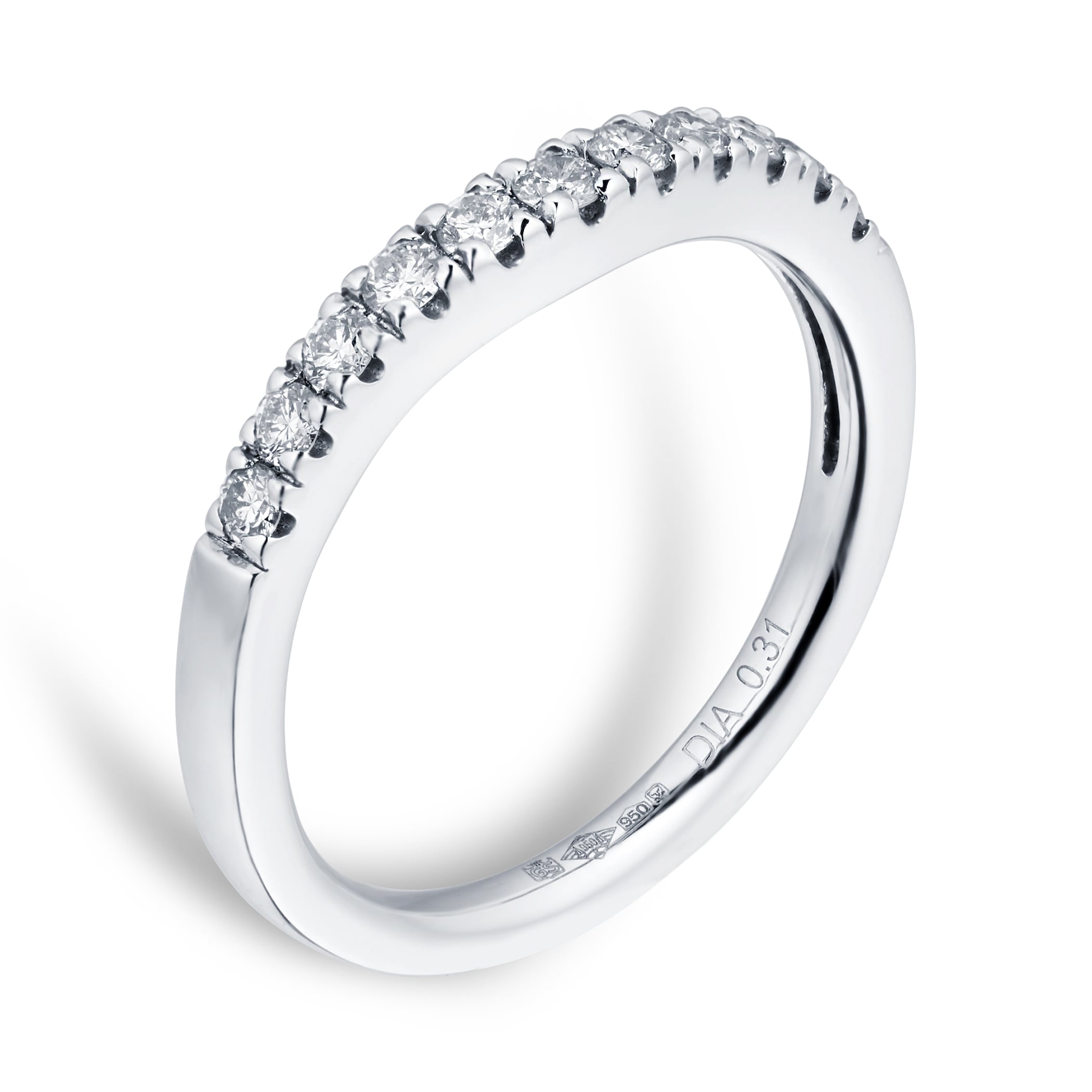 Goldsmiths Brilliant Cut 0.31 Carat Total Weight Diamond Set Ladies Shaped Wedding Ring In Platinum Goldsmiths Brilliant Cut 0.31 Carat Total Weight Diamond Set Ladies Shaped Wedding Ring In Platinum