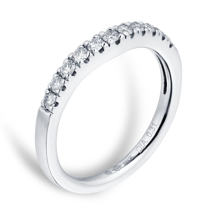 Goldsmiths Brilliant Cut 0.31 Carat Total Weight Diamond Set Ladies Shaped Wedding Ring In Platinum